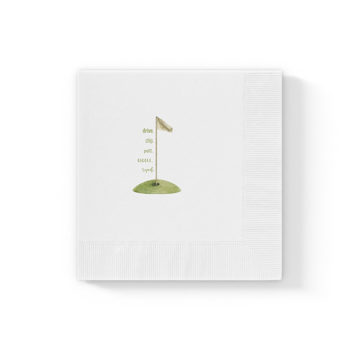 "Drive. Chip. Putt." White Cocktail Napkins
