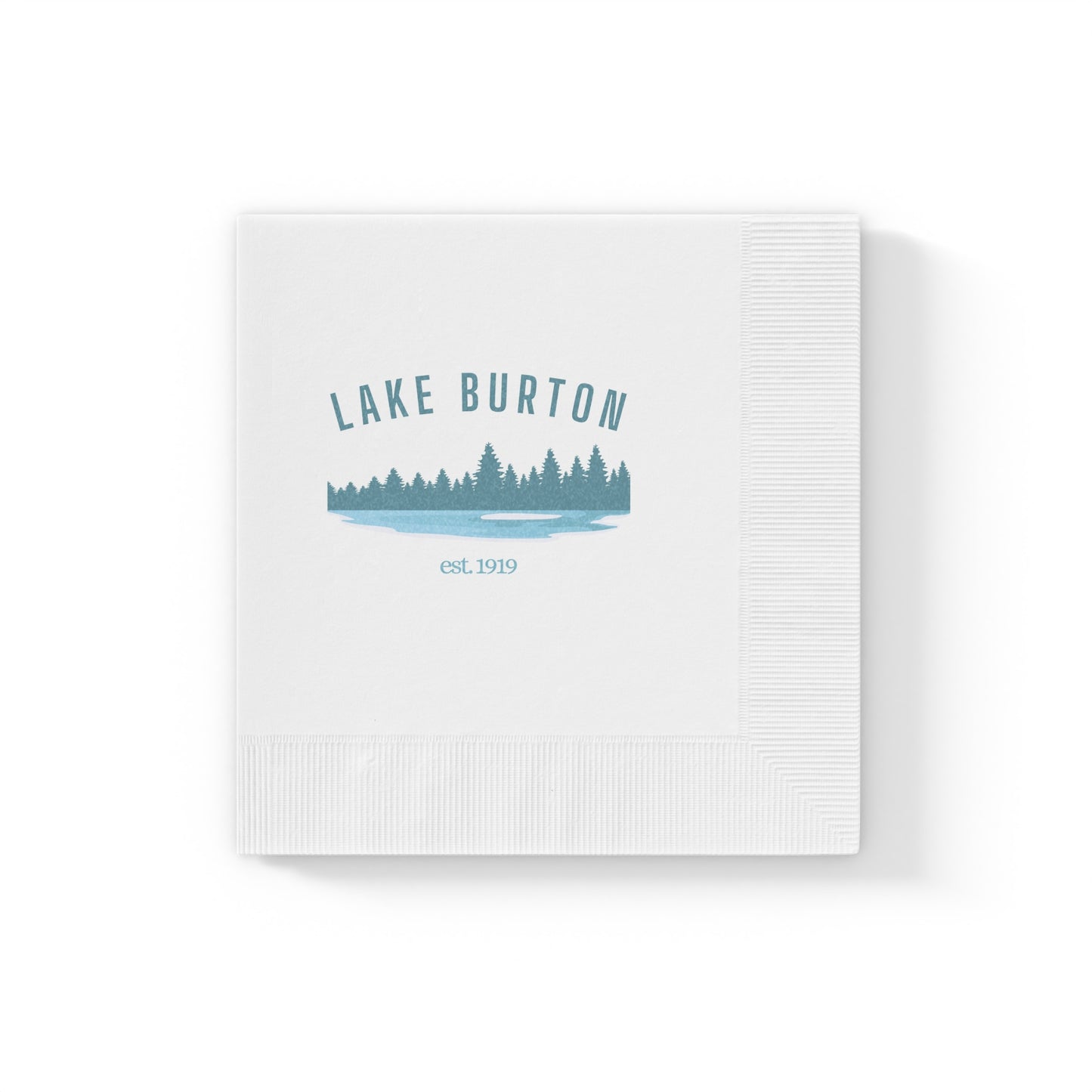 "Lake Burton" White Cocktail Napkins