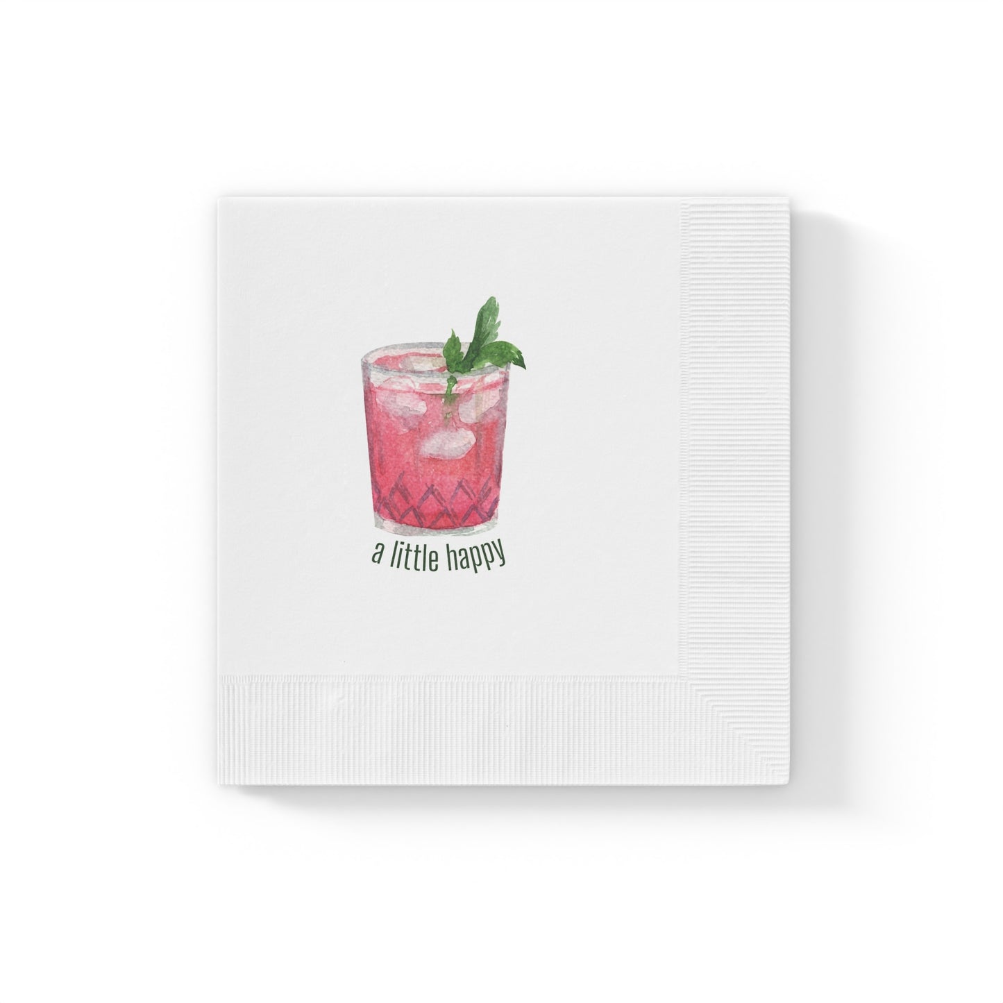 "A Little Happy" White Cocktail Napkins
