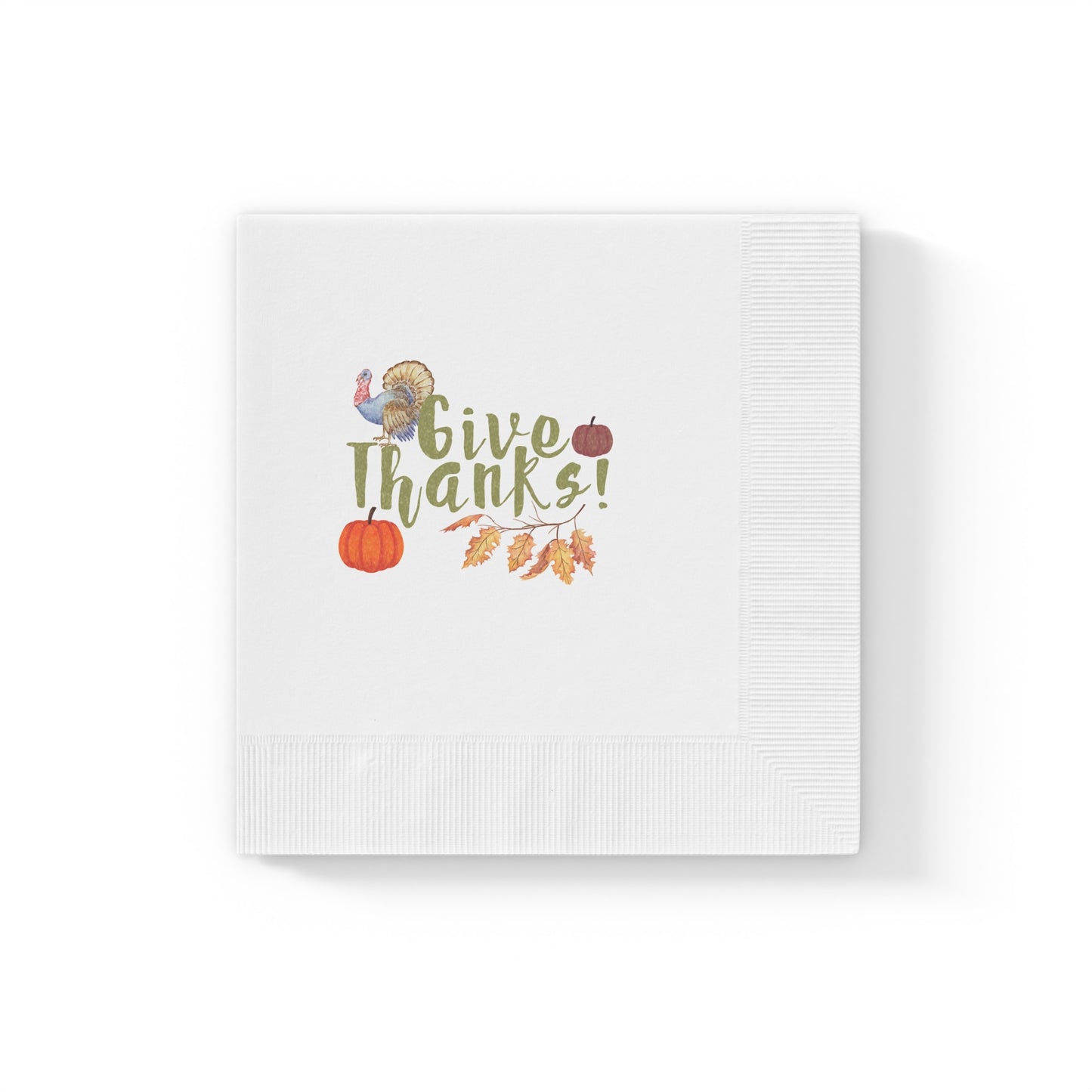 "Give Thanks!" White Cocktail Napkins