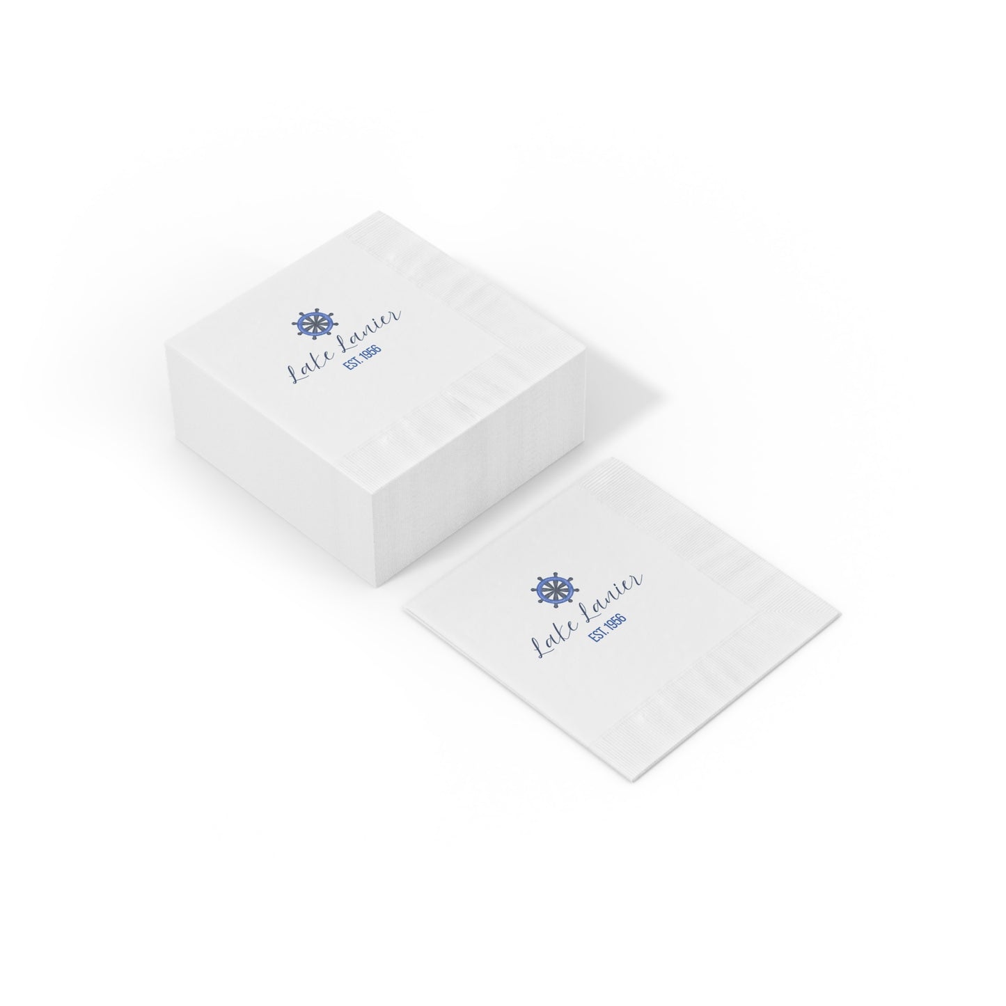 "Lake Lanier" White Cocktail Napkins