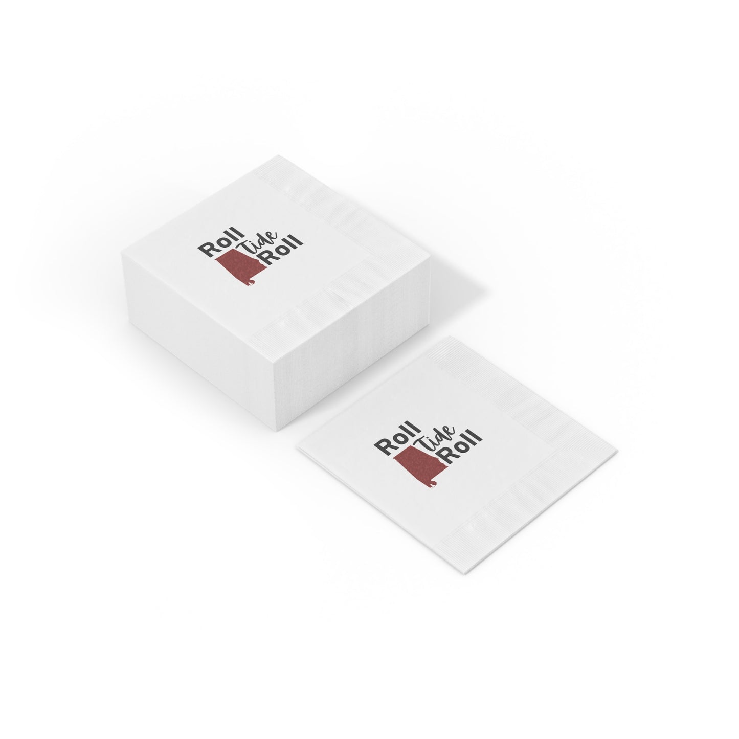 "Roll Tide Roll" White Cocktail Napkins