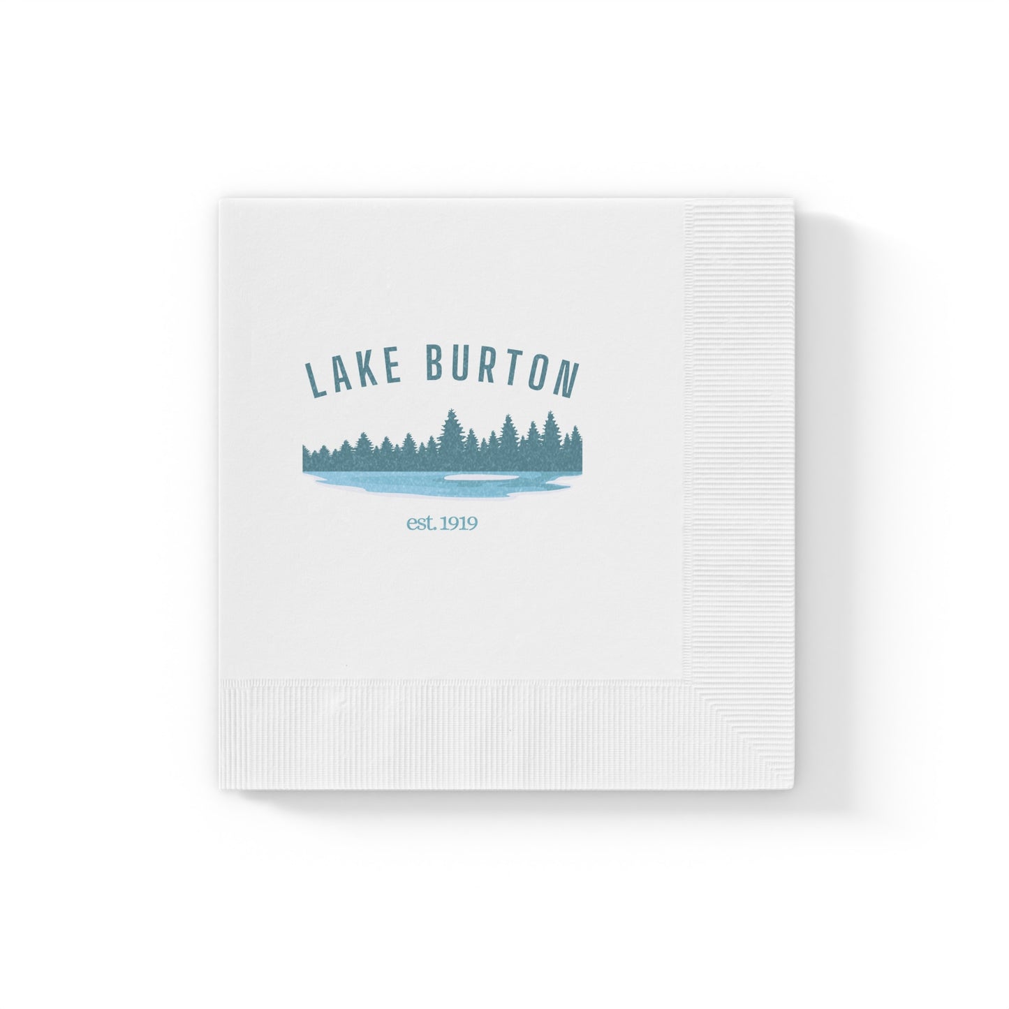 "Lake Burton" White Cocktail Napkins