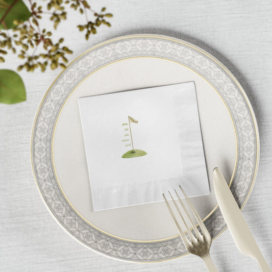 "Drive. Chip. Putt." White Cocktail Napkins