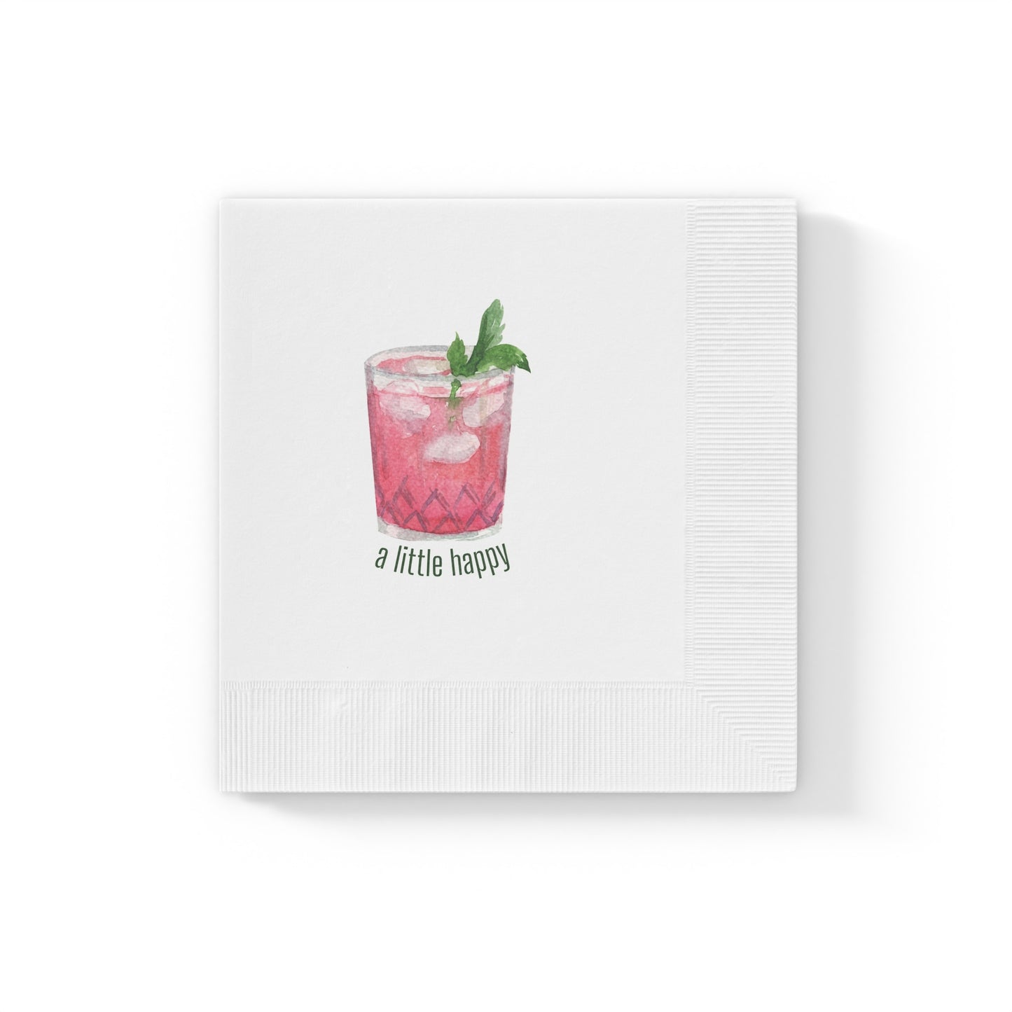 "A Little Happy" White Cocktail Napkins