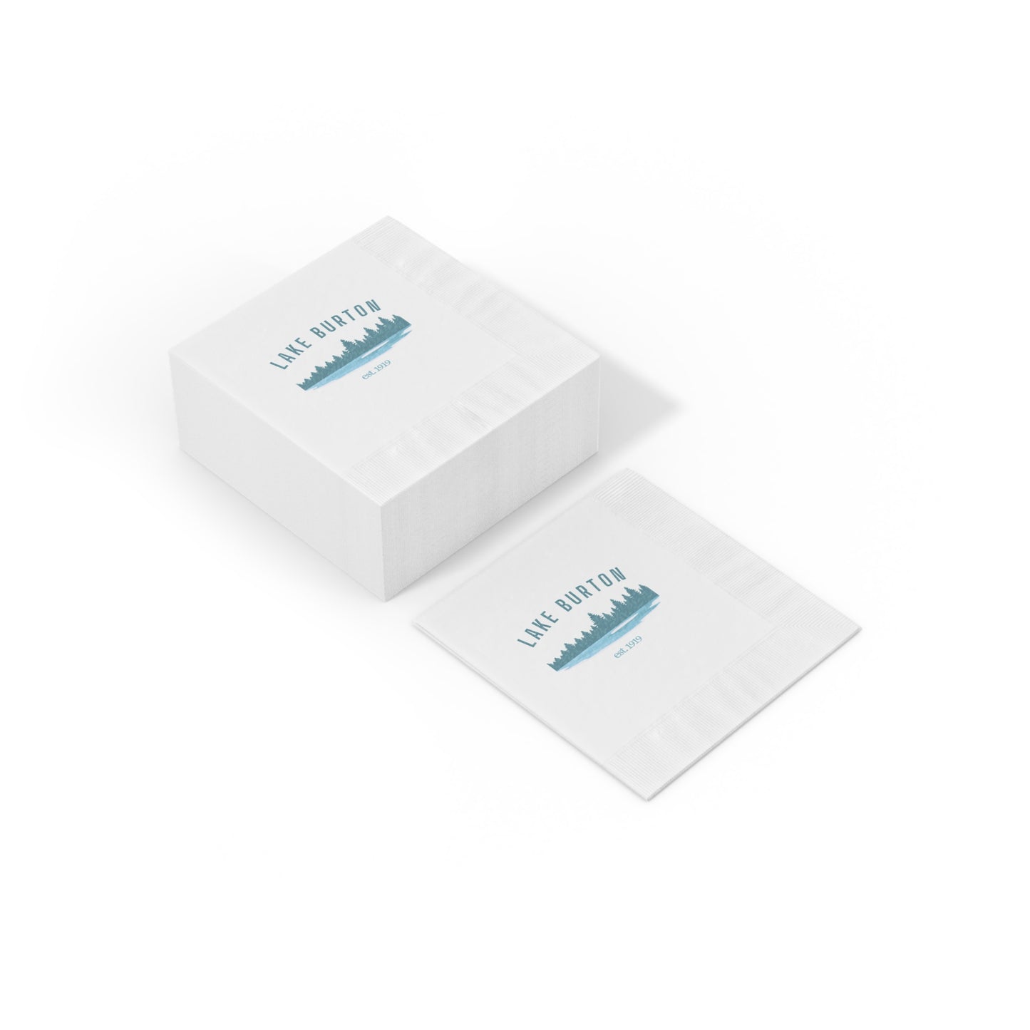"Lake Burton" White Cocktail Napkins