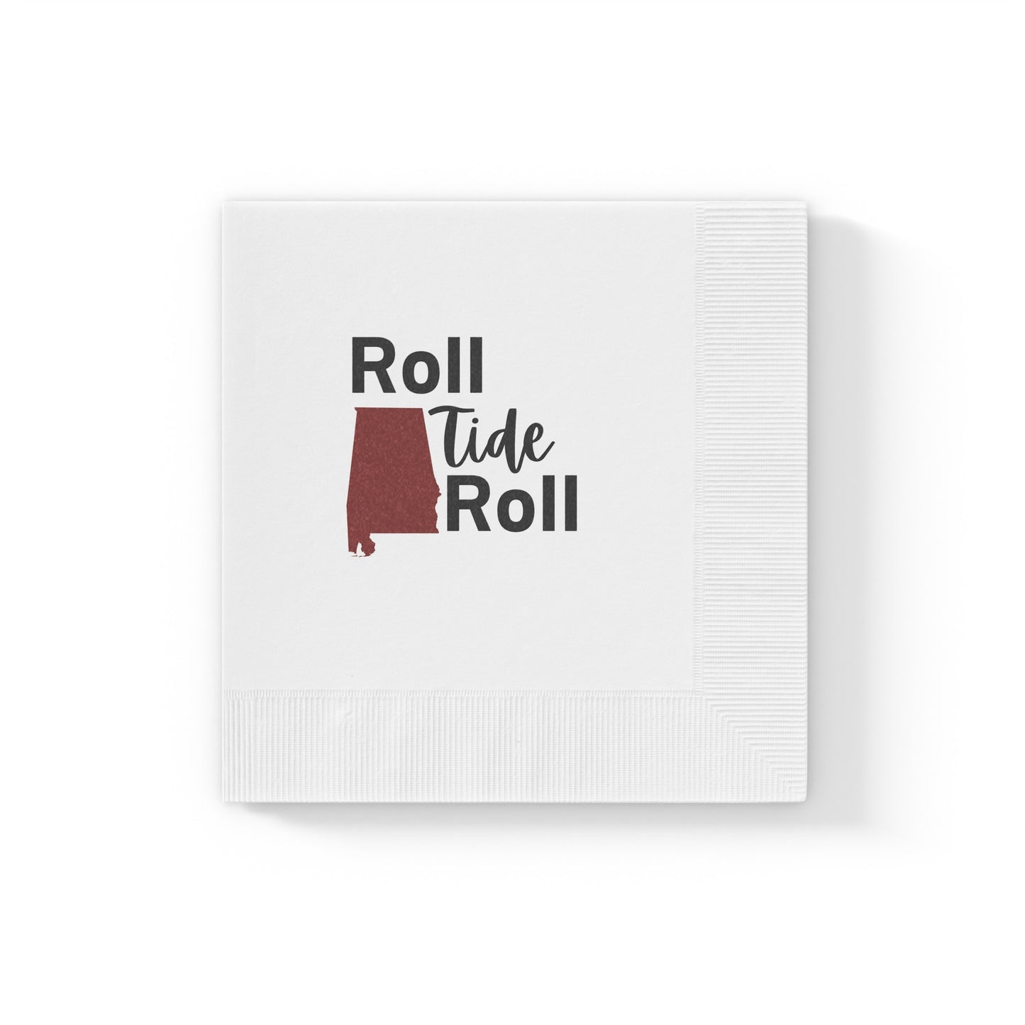 "Roll Tide Roll" White Cocktail Napkins