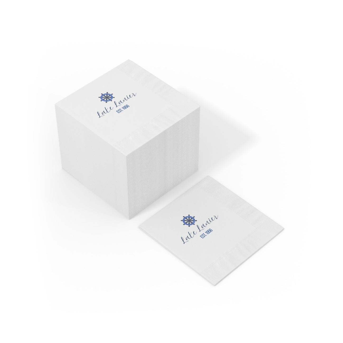 "Lake Lanier" White Cocktail Napkins