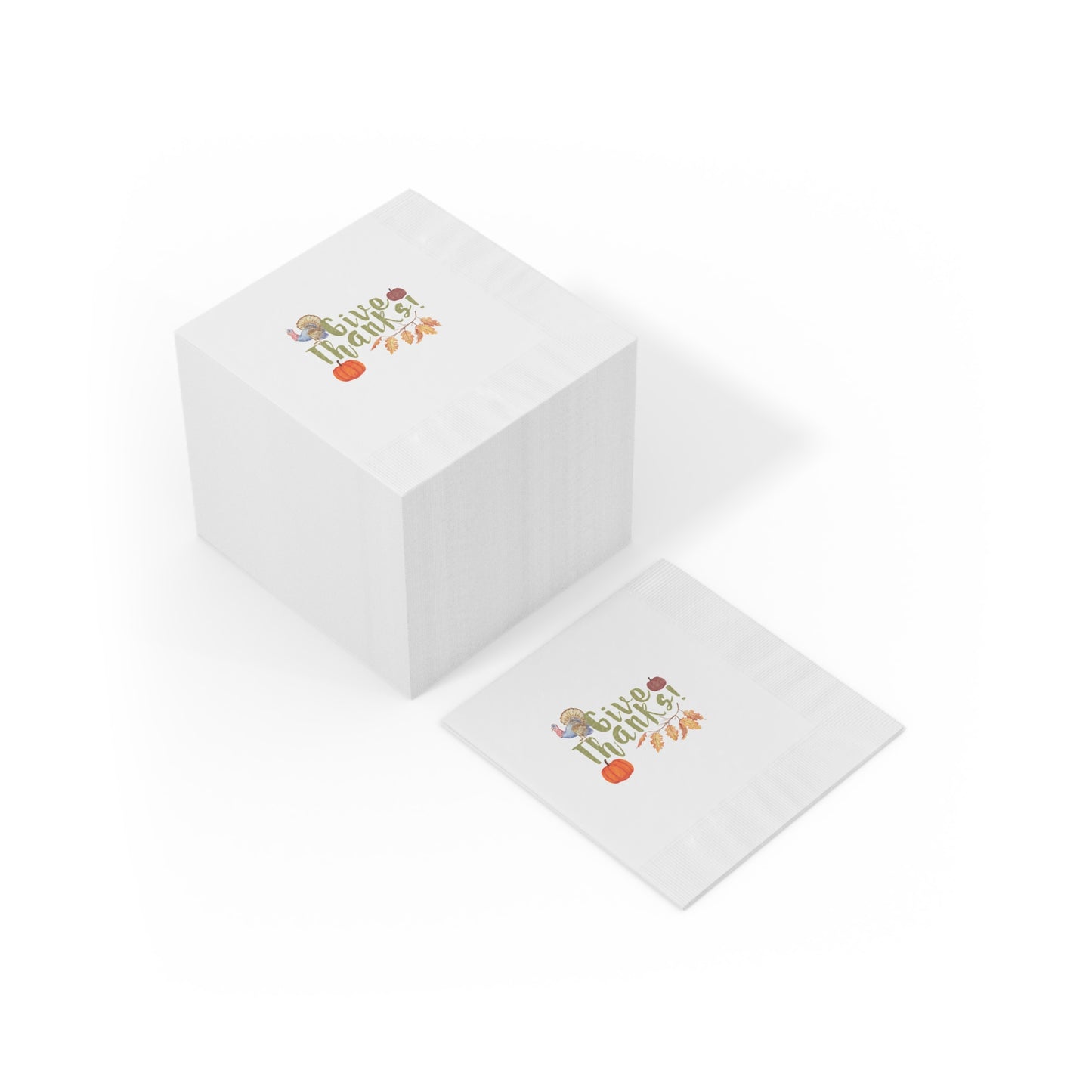 "Give Thanks!" White Cocktail Napkins