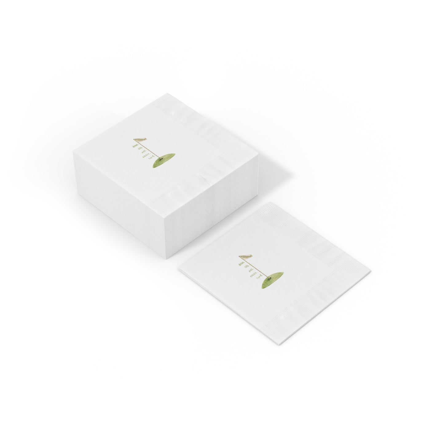 "Drive. Chip. Putt." White Cocktail Napkins