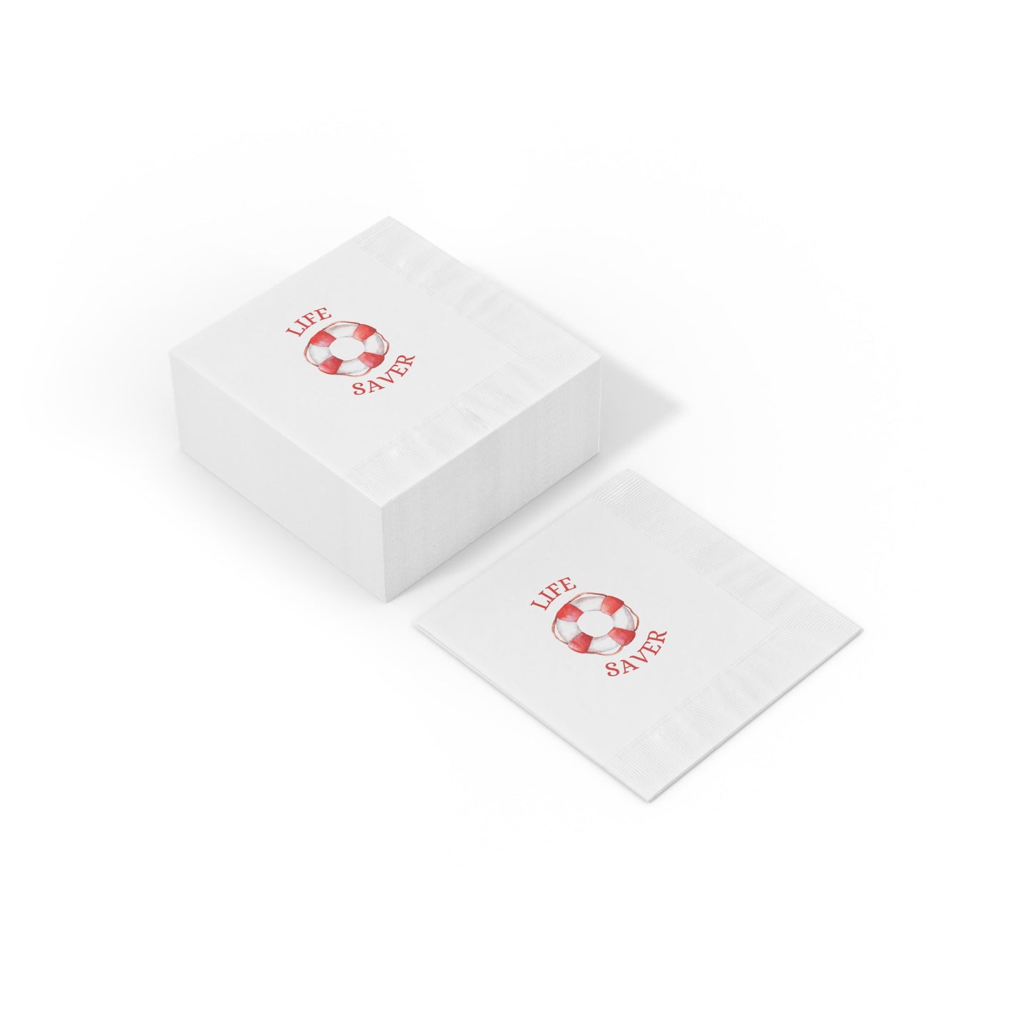 "Life Saver" White Cocktail Napkins