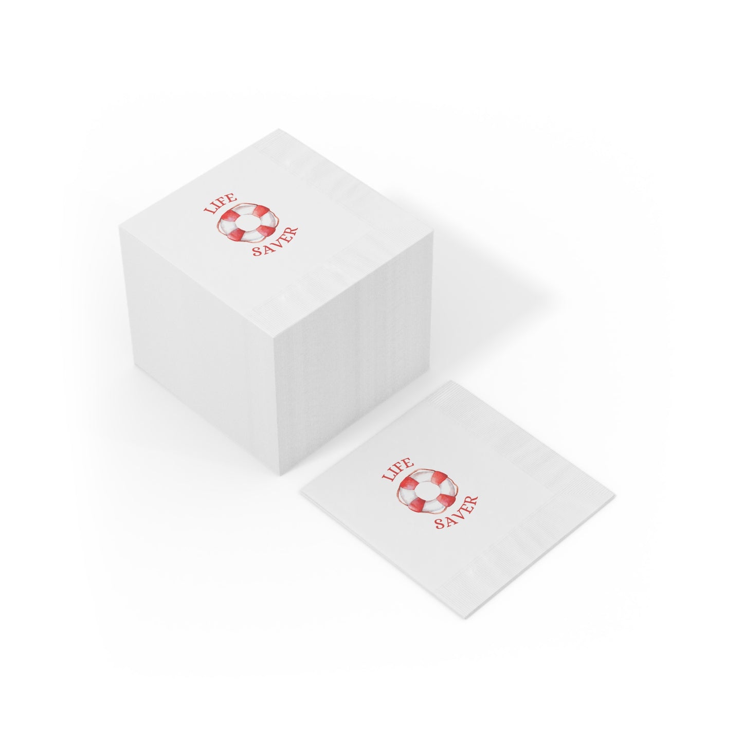 "Life Saver" White Cocktail Napkins