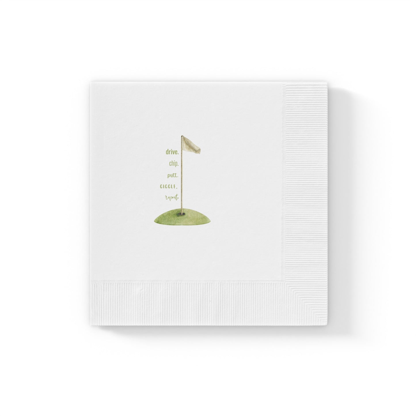 "Drive. Chip. Putt." White Cocktail Napkins