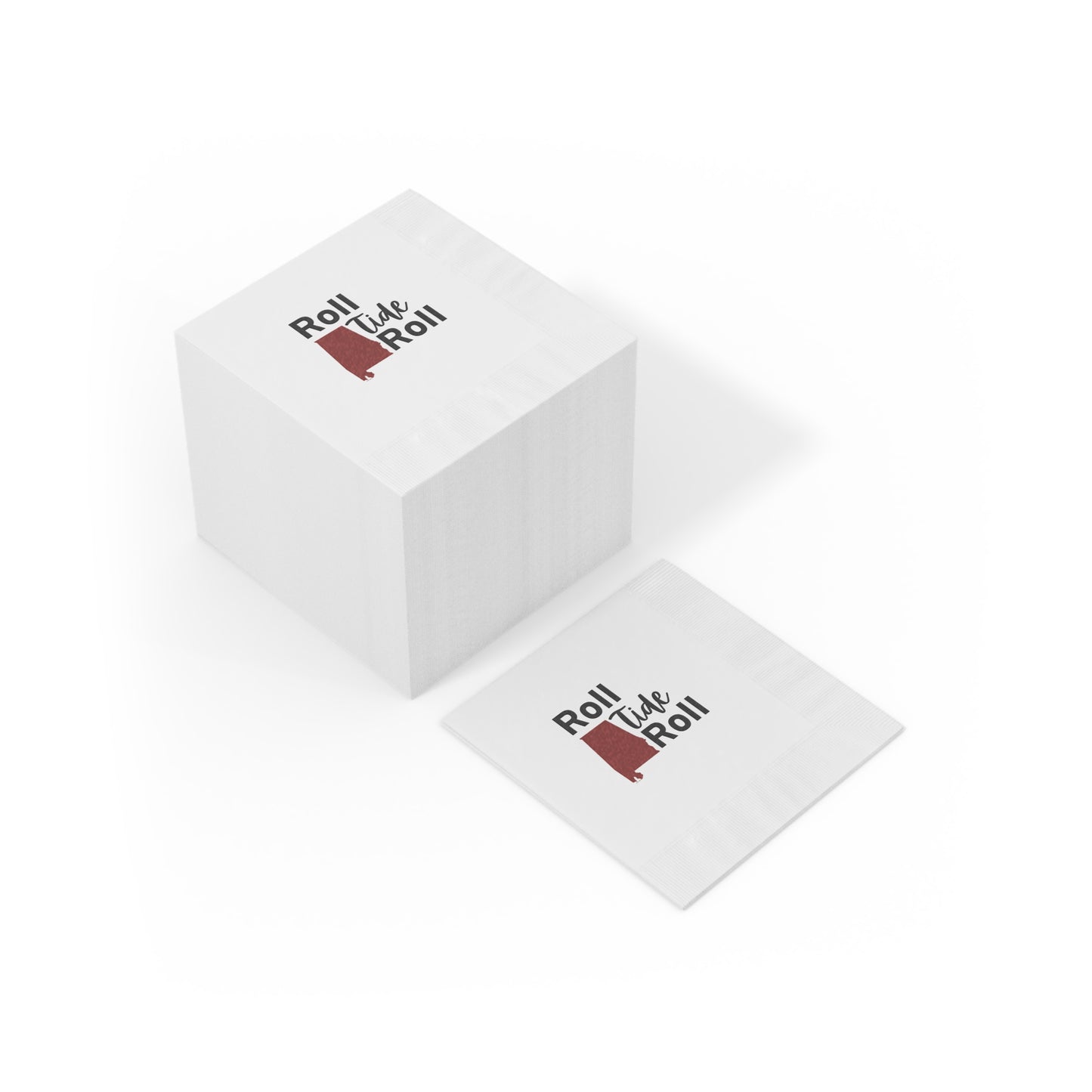 "Roll Tide Roll" White Cocktail Napkins