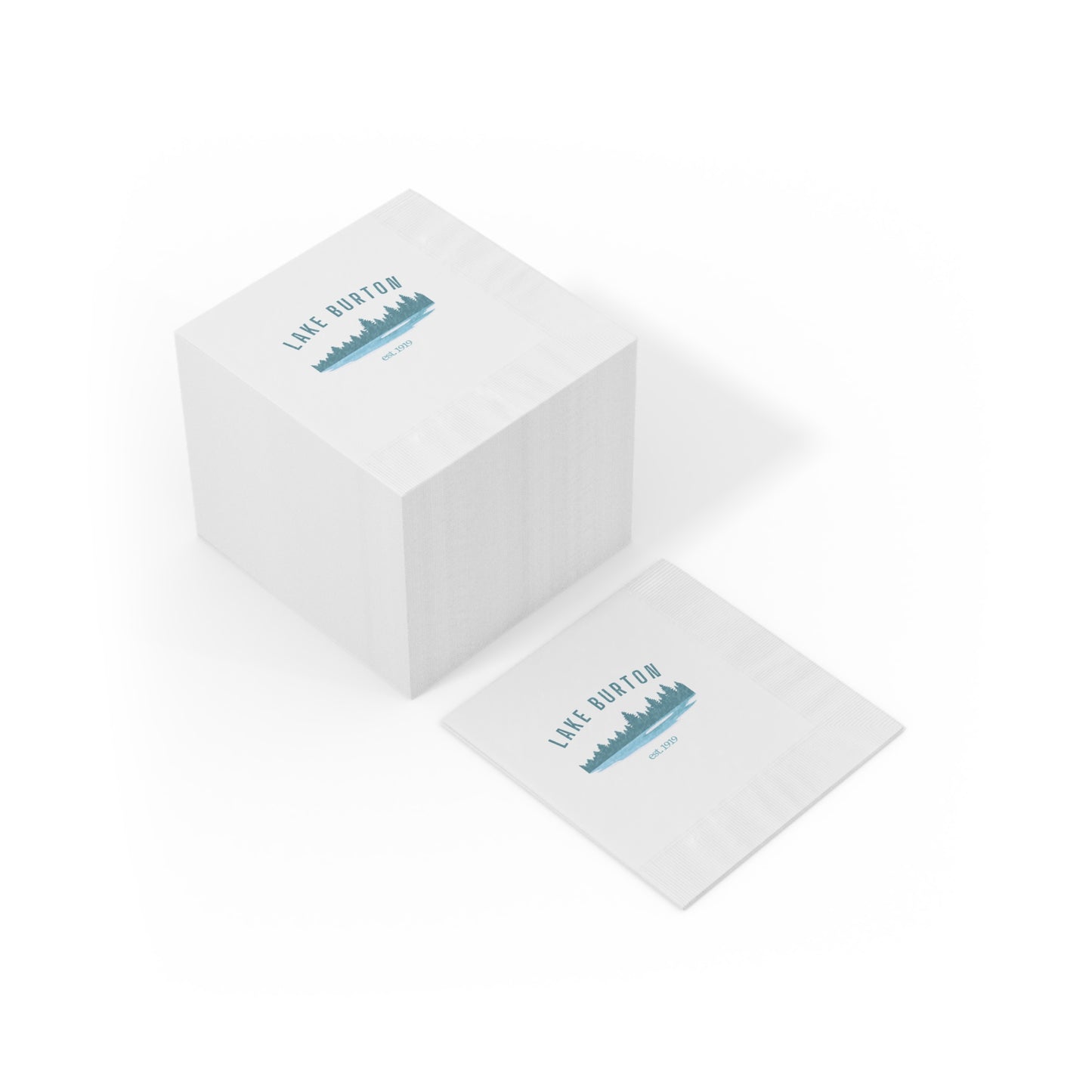 "Lake Burton" White Cocktail Napkins