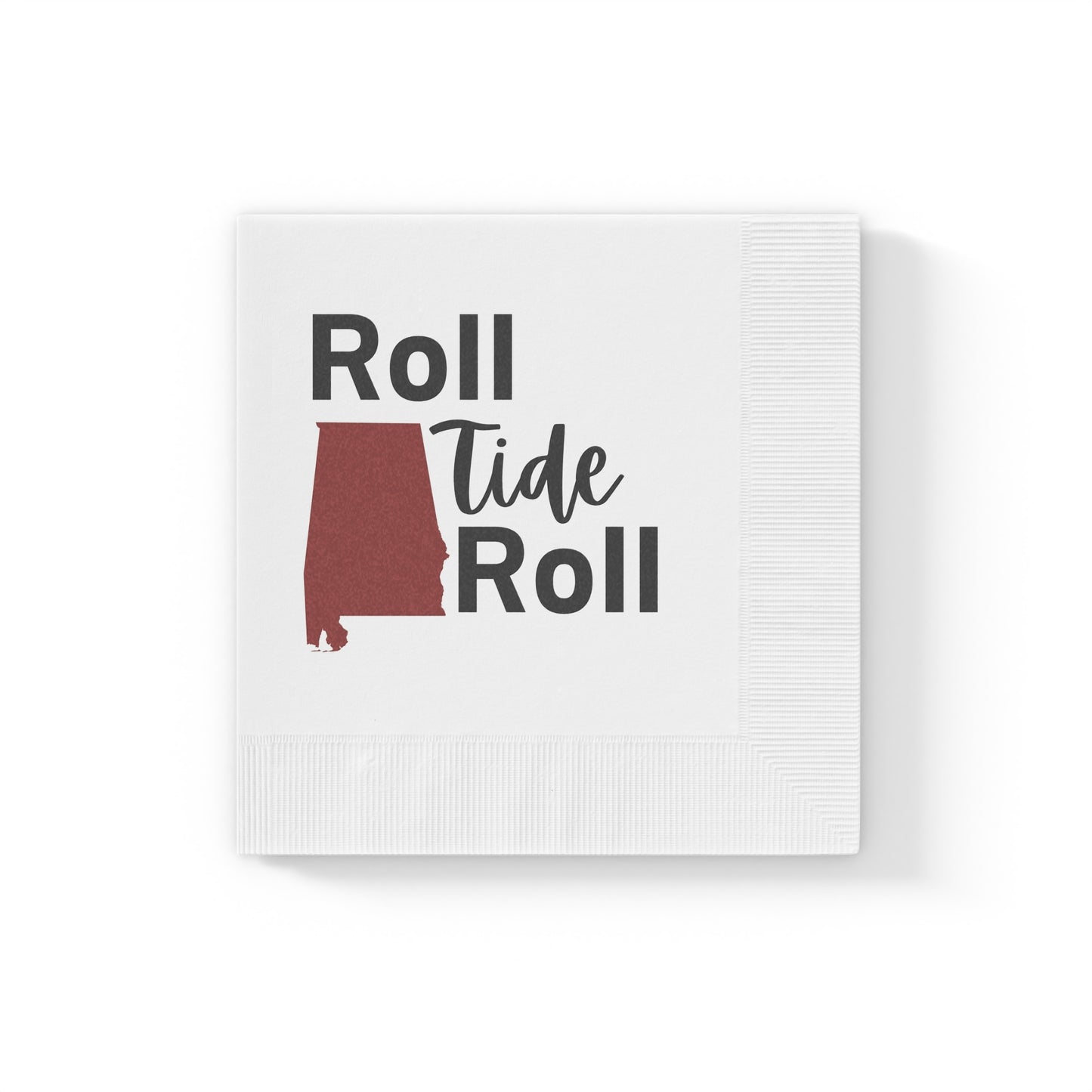 "Roll Tide Roll" White Cocktail Napkins