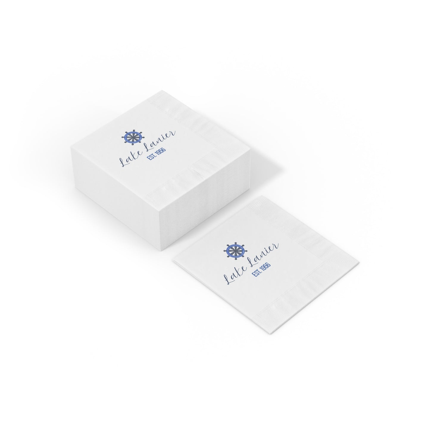 "Lake Lanier" White Cocktail Napkins