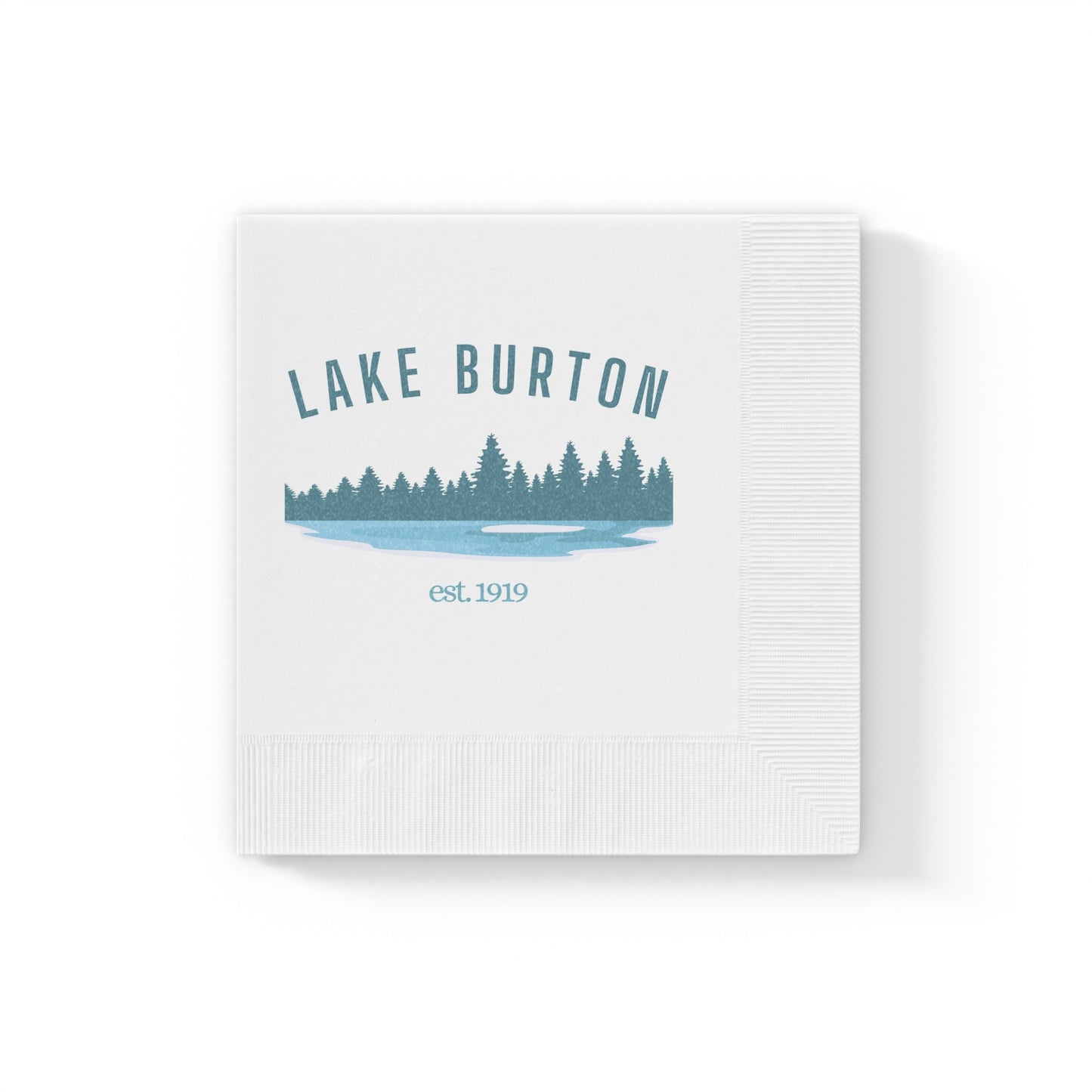 "Lake Burton" White Cocktail Napkins