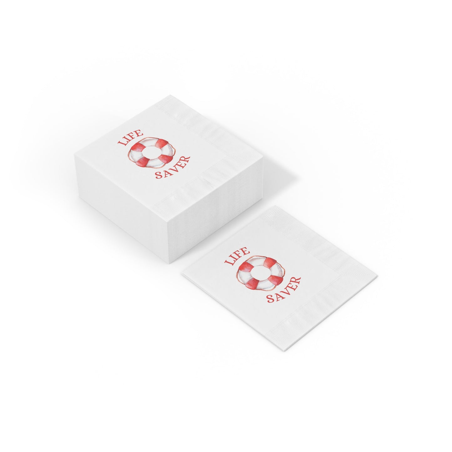 "Life Saver" White Cocktail Napkins