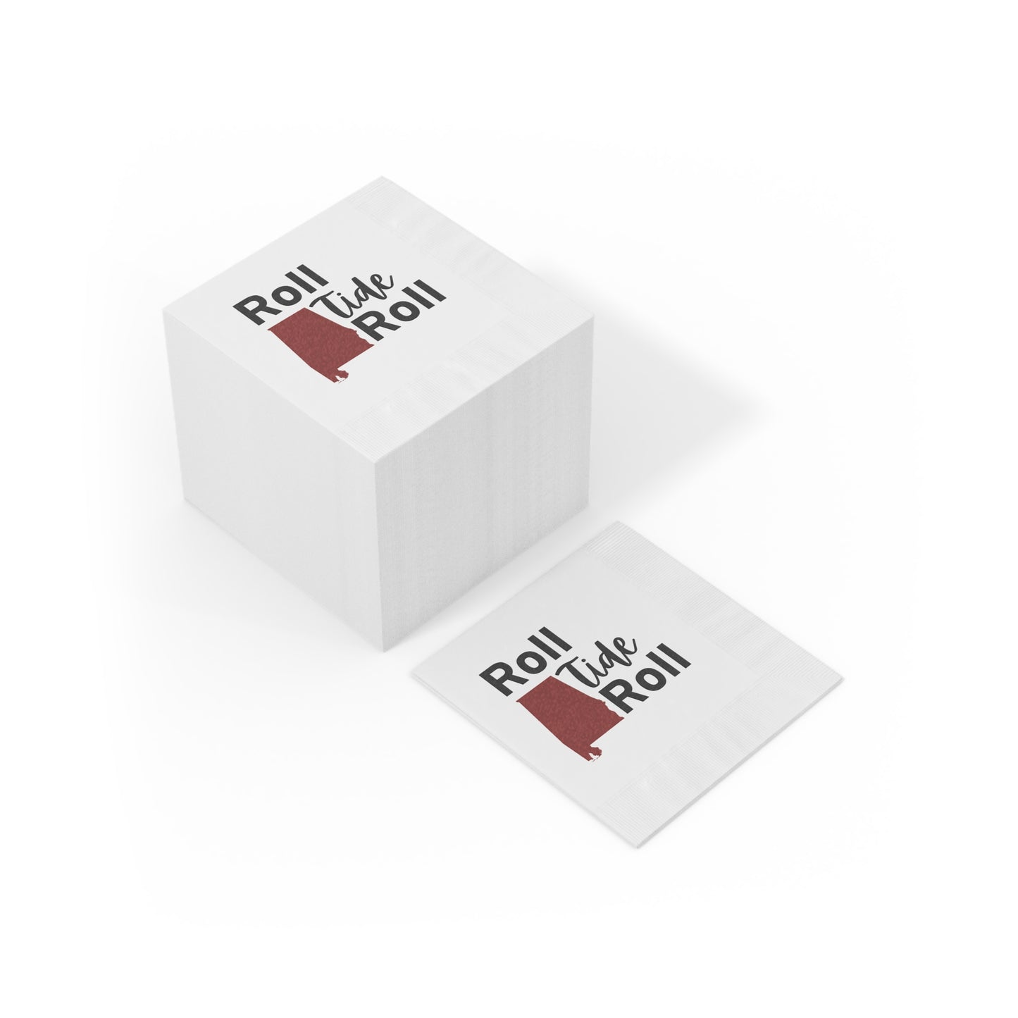 "Roll Tide Roll" White Cocktail Napkins
