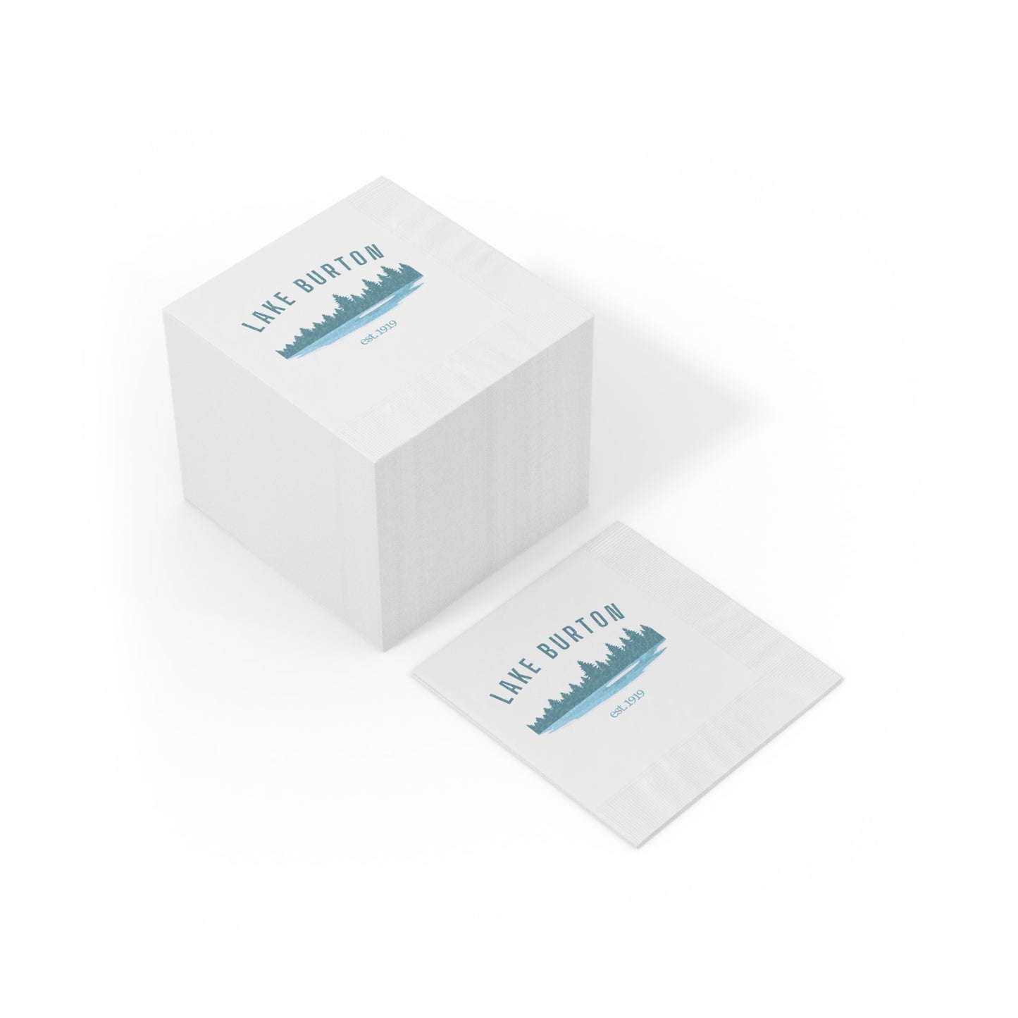 "Lake Burton" White Cocktail Napkins