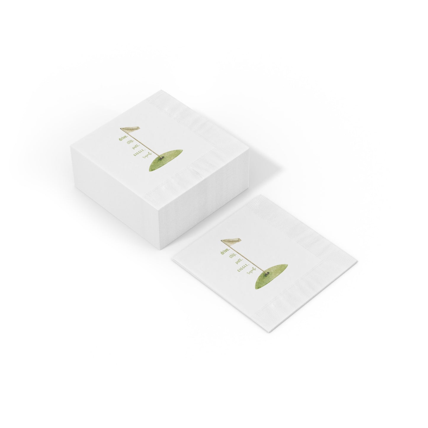 "Drive. Chip. Putt." White Cocktail Napkins