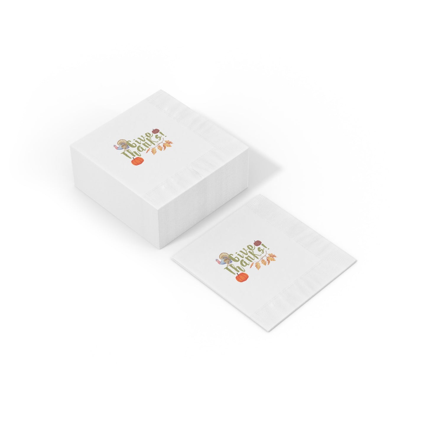 "Give Thanks!" White Cocktail Napkins