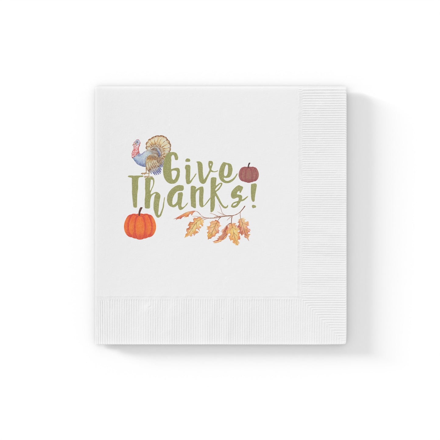 "Give Thanks!" White Cocktail Napkins