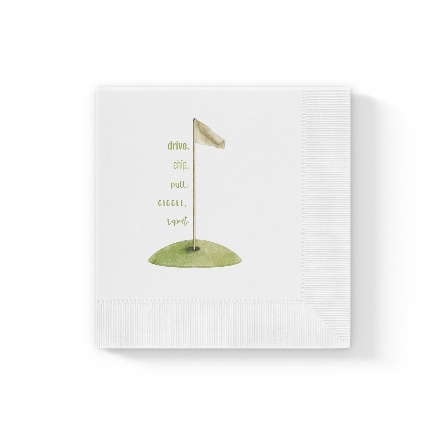 "Drive. Chip. Putt." White Cocktail Napkins
