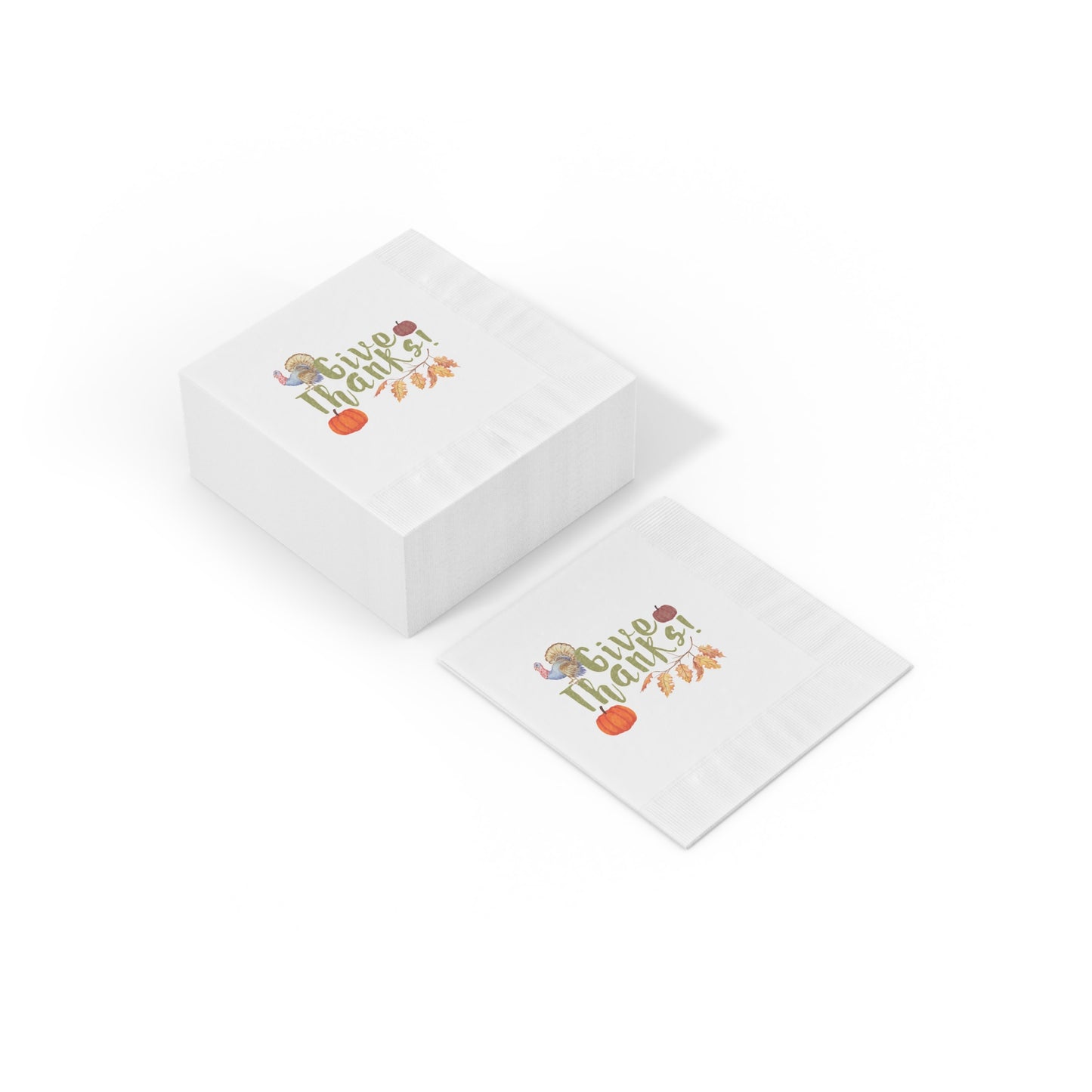 "Give Thanks!" White Cocktail Napkins