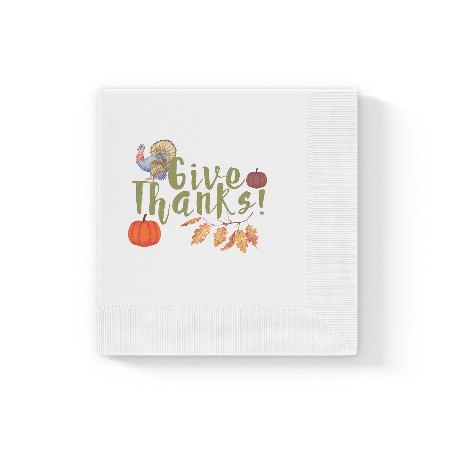 "Give Thanks!" White Cocktail Napkins