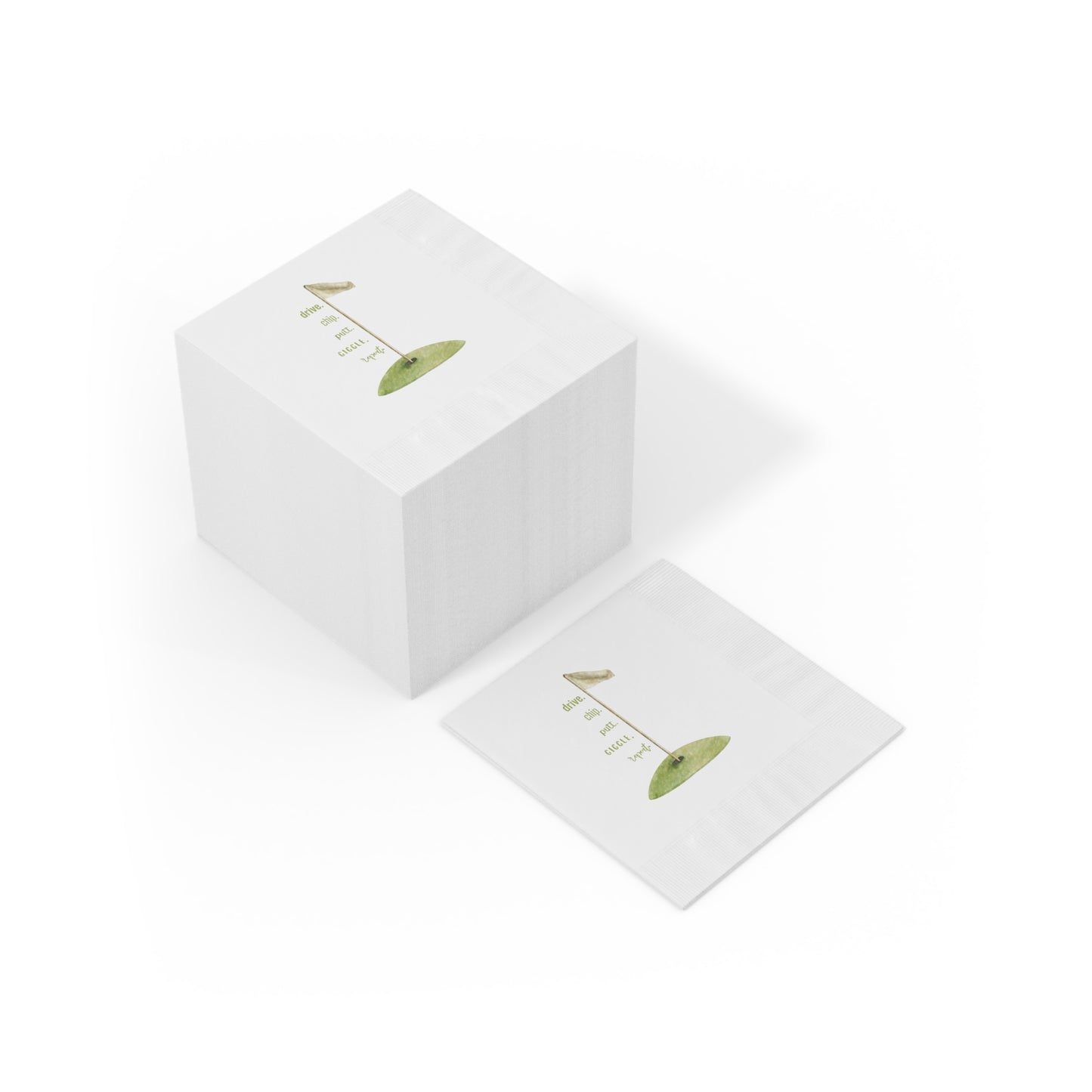 "Drive. Chip. Putt." White Cocktail Napkins