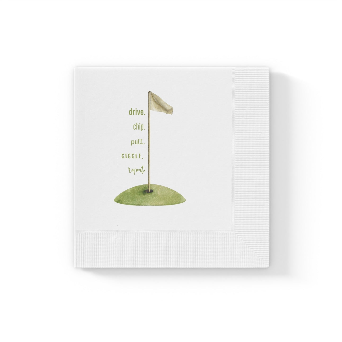 "Drive. Chip. Putt." White Cocktail Napkins