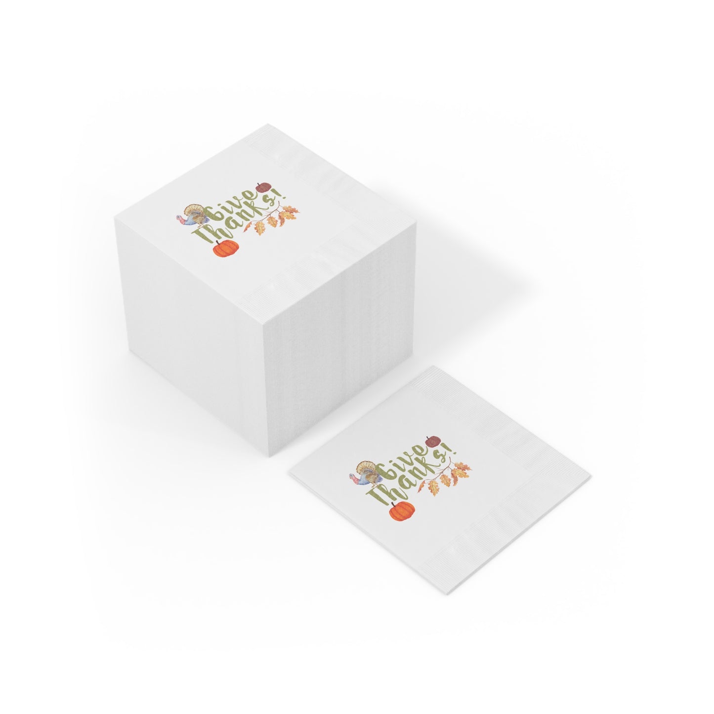 "Give Thanks!" White Cocktail Napkins