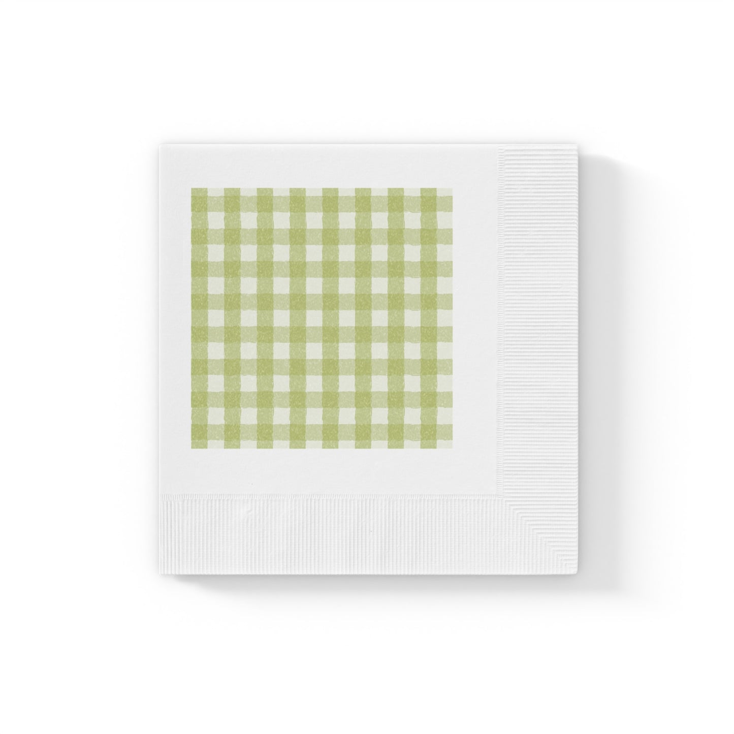 "Gingham" Green & White Cocktail Napkins