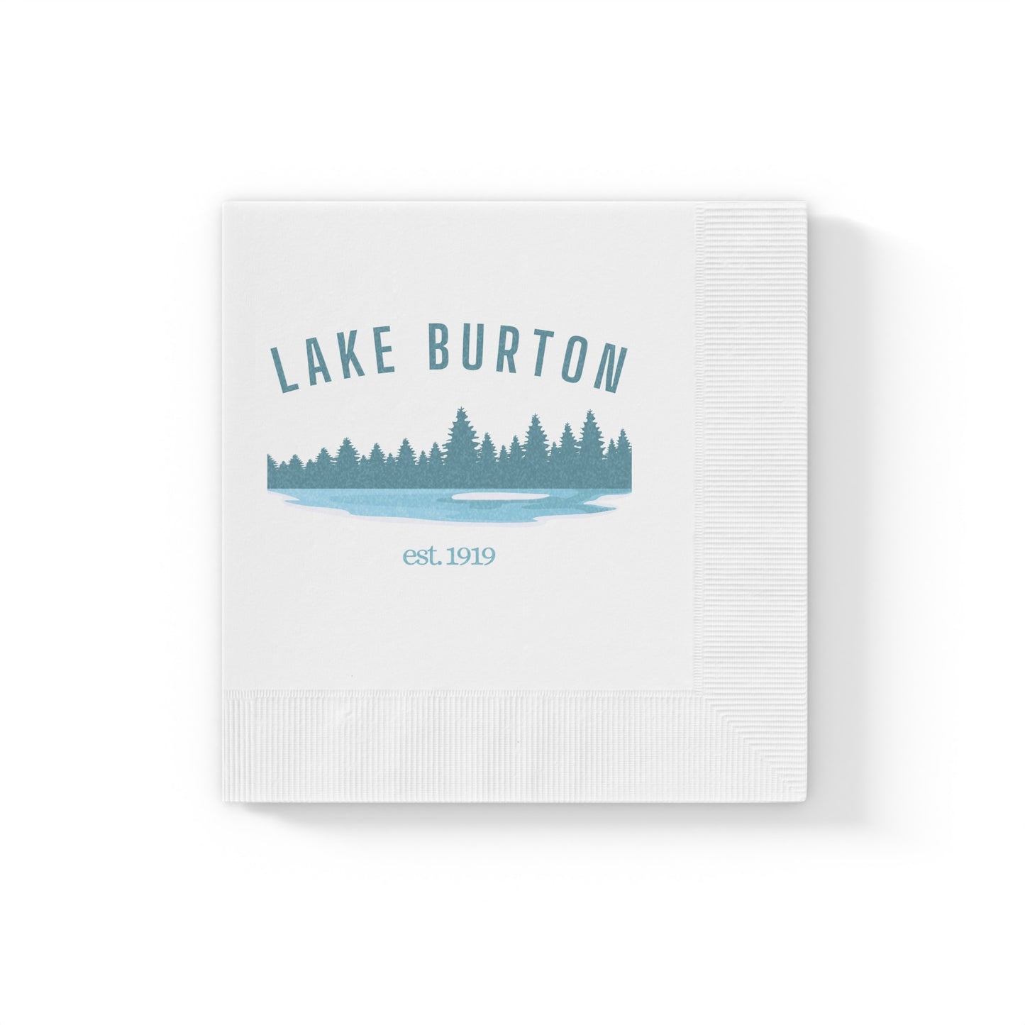 "Lake Burton" White Cocktail Napkins