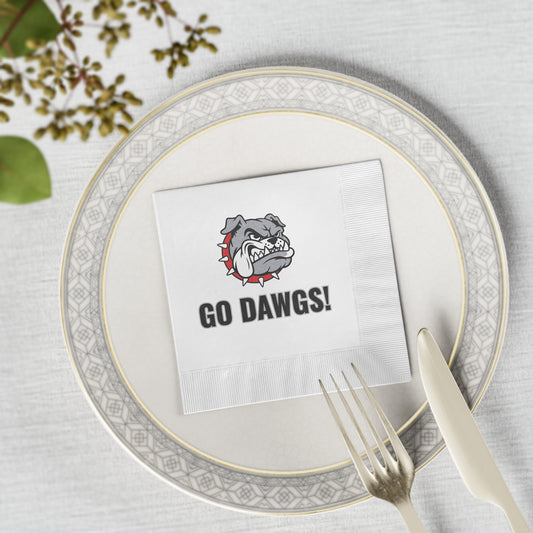 "Go Dawgs!" White Cocktail Napkins