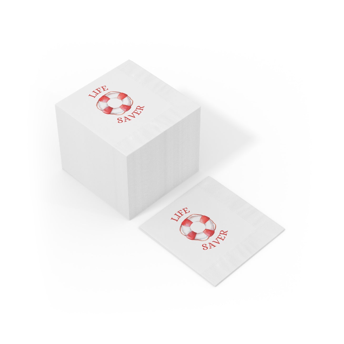 "Life Saver" White Cocktail Napkins