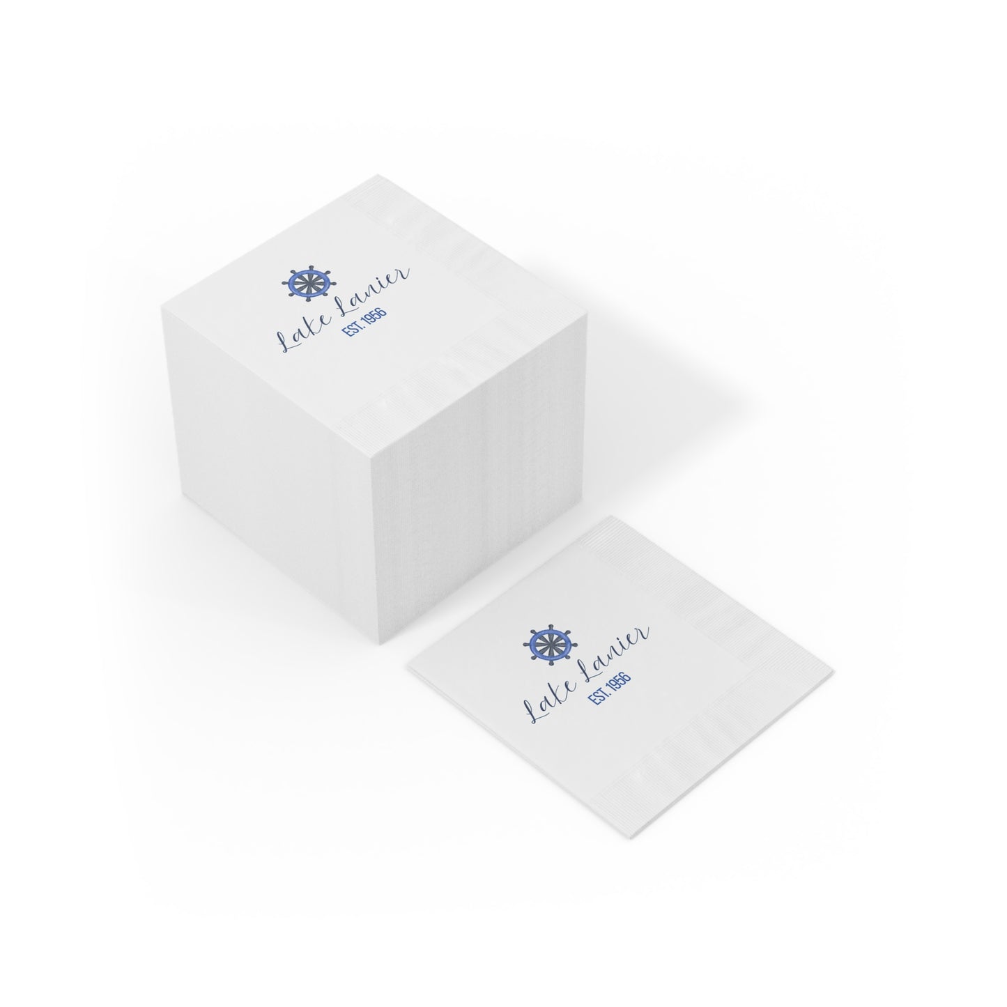 "Lake Lanier" White Cocktail Napkins