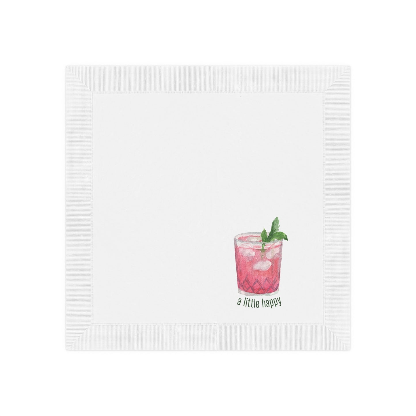 "A Little Happy" White Cocktail Napkins, Party Essentials, Barware Decor, Gift