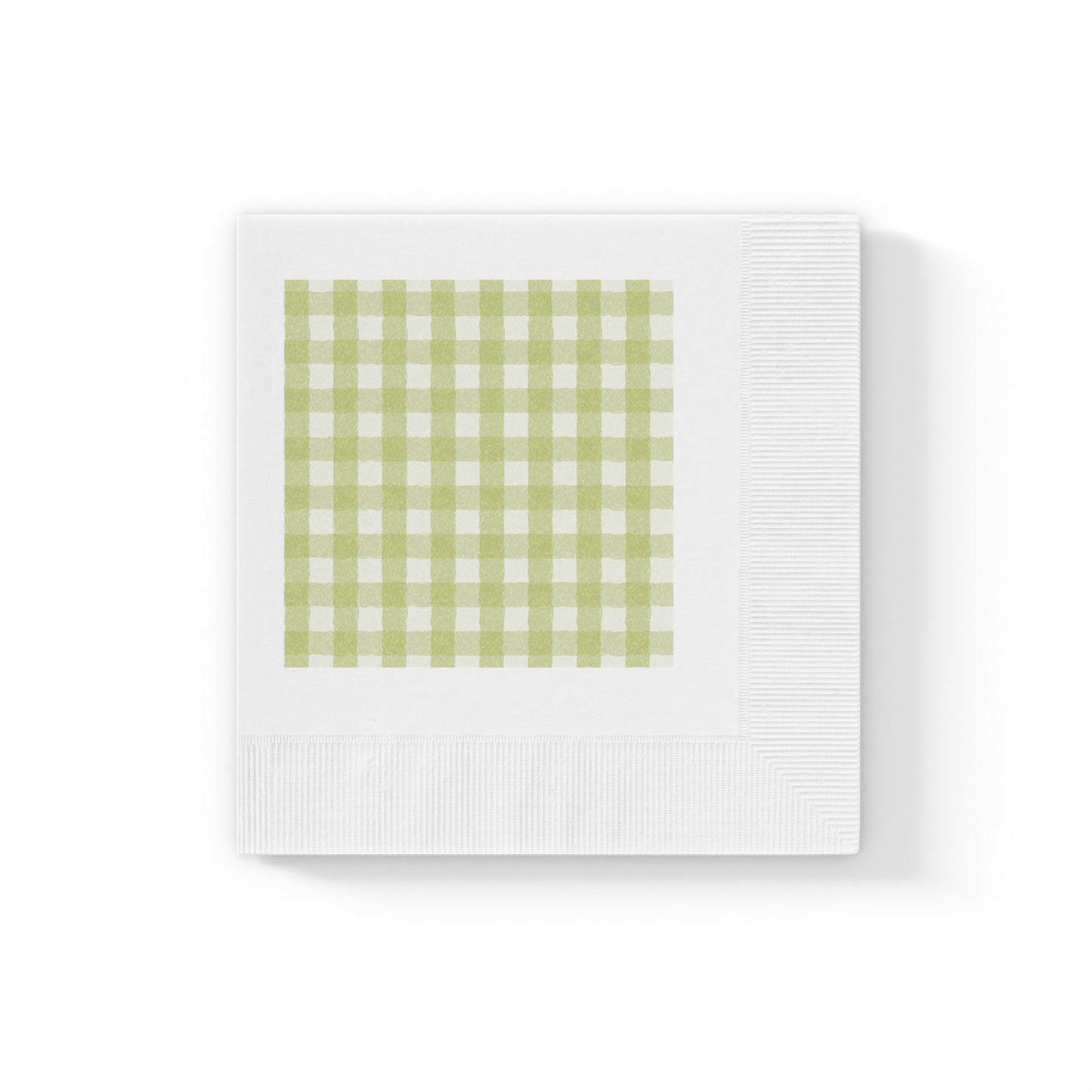 "Gingham" Green & White Cocktail Napkins