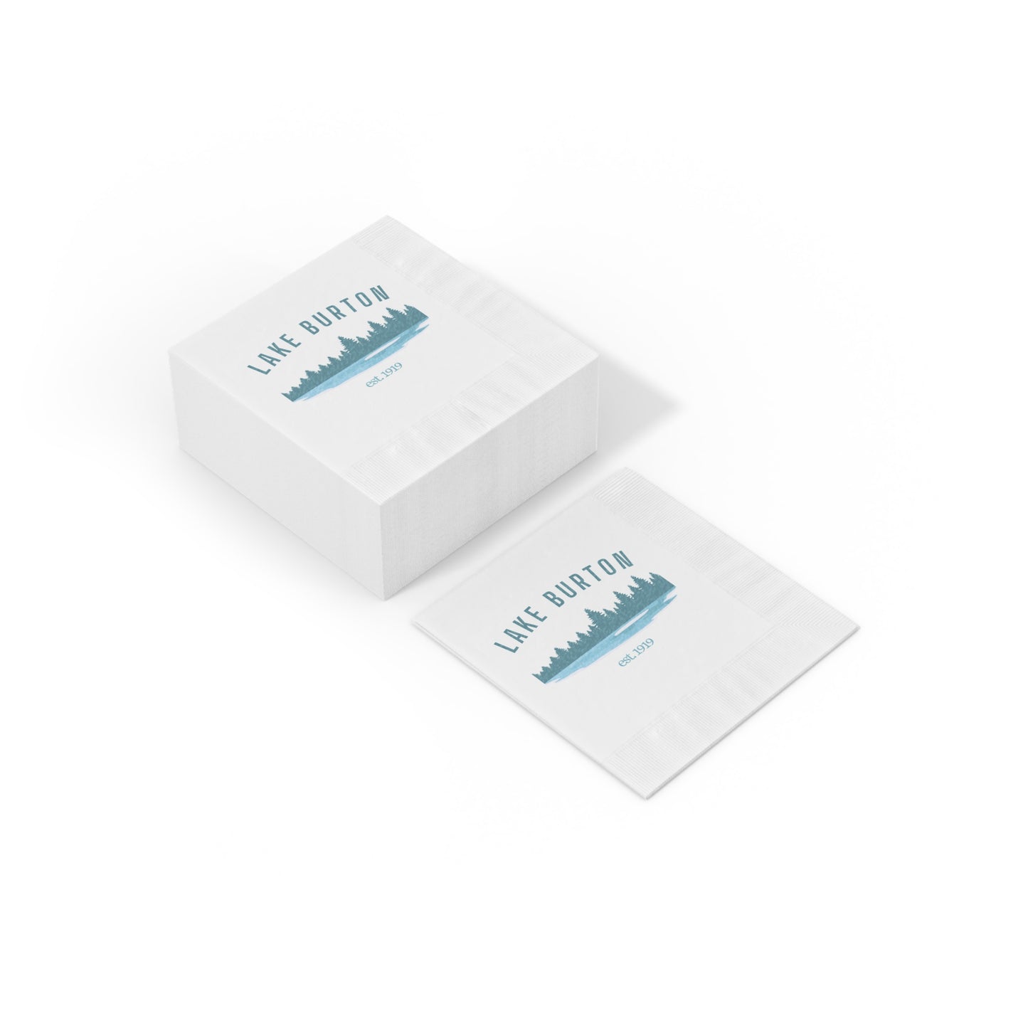 "Lake Burton" White Cocktail Napkins