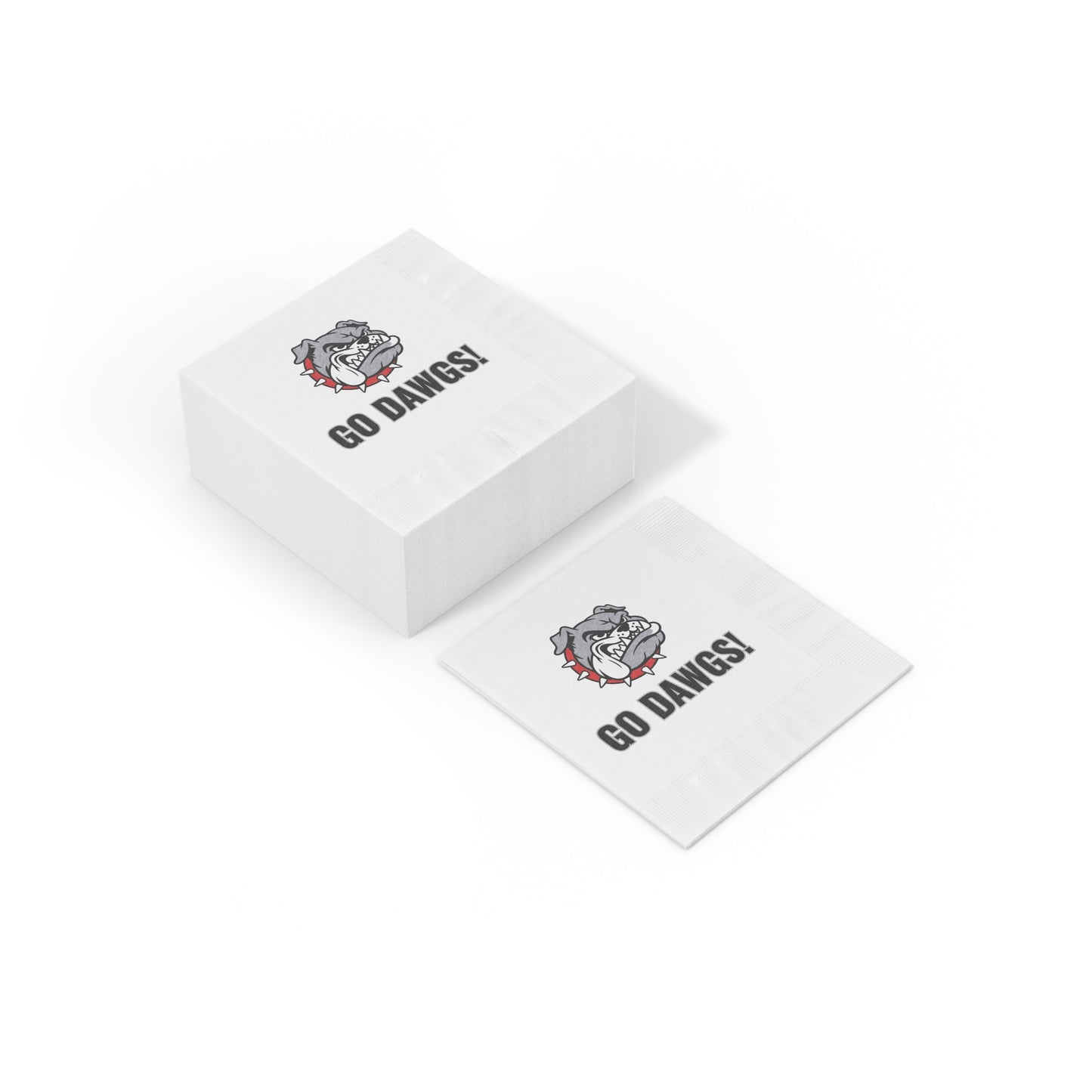 "Go Dawgs!" White Cocktail Napkins