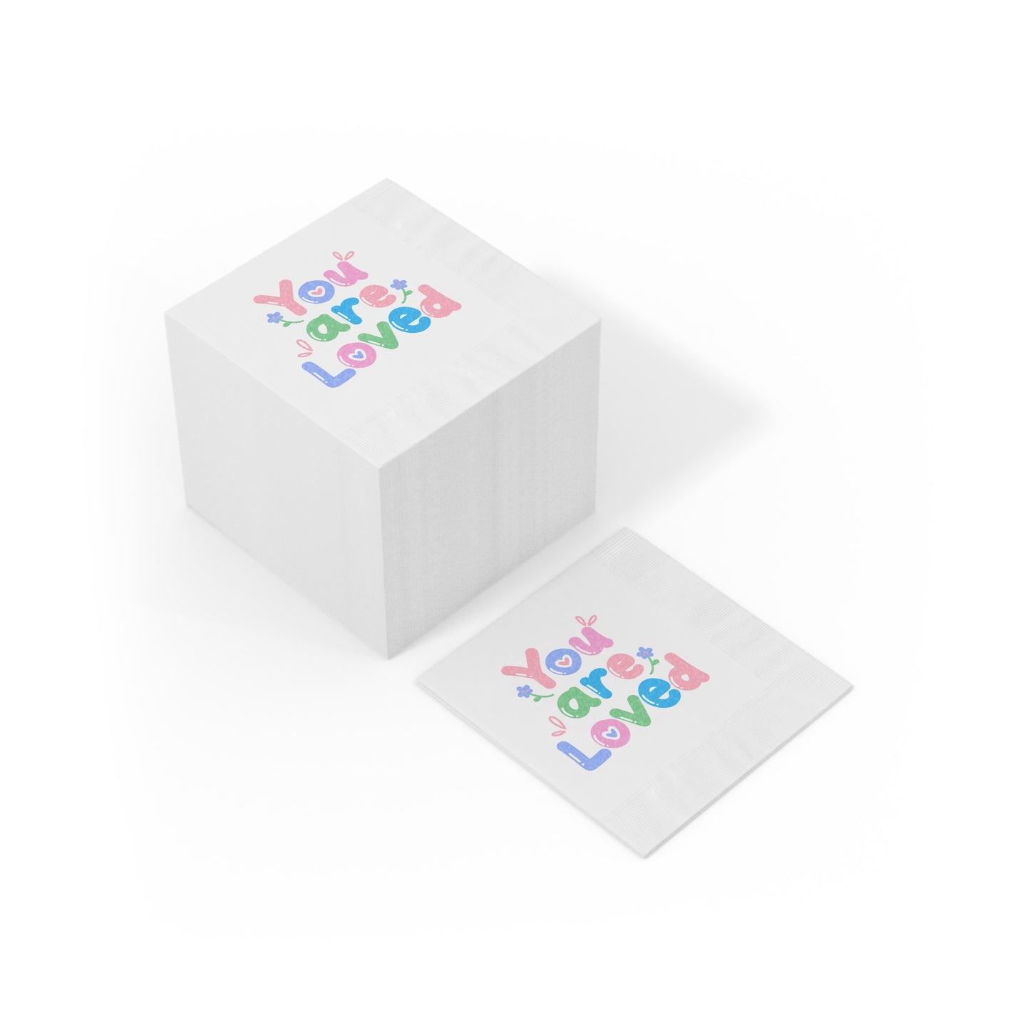 "You are Loved" White Cocktail Napkins