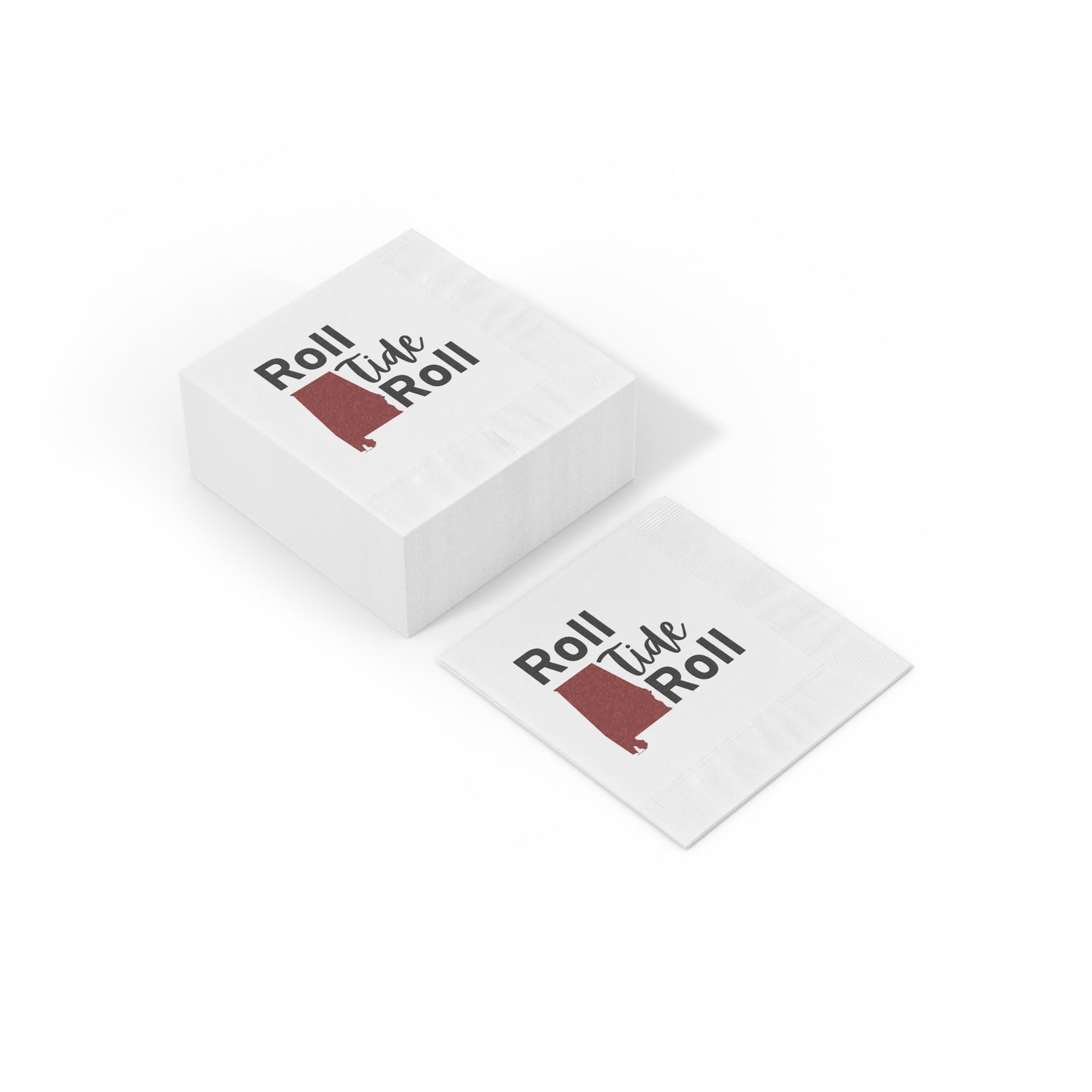 "Roll Tide Roll" White Cocktail Napkins